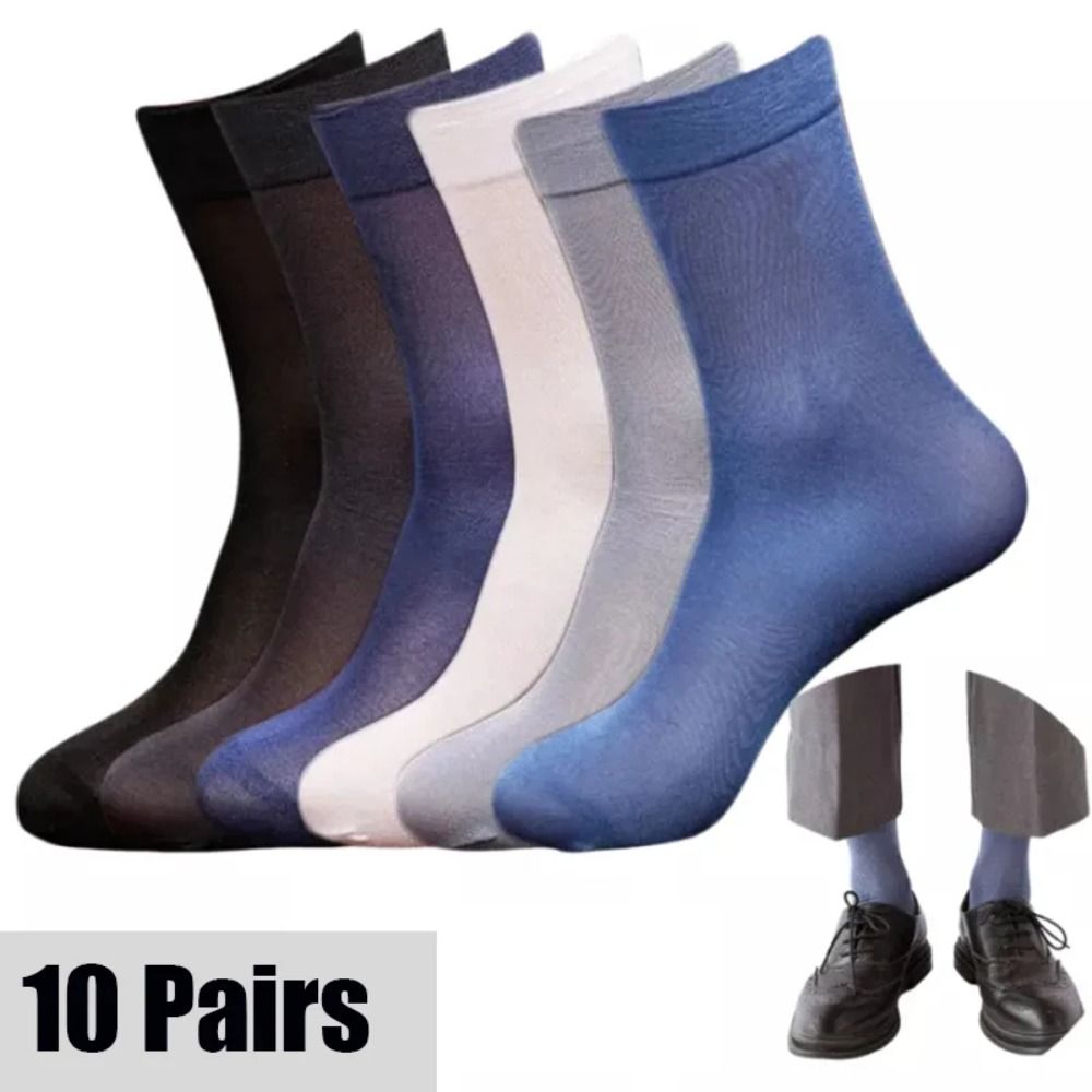 Silk Sock Bamboo - 10 çift Moda Nefes Erkekler Buz