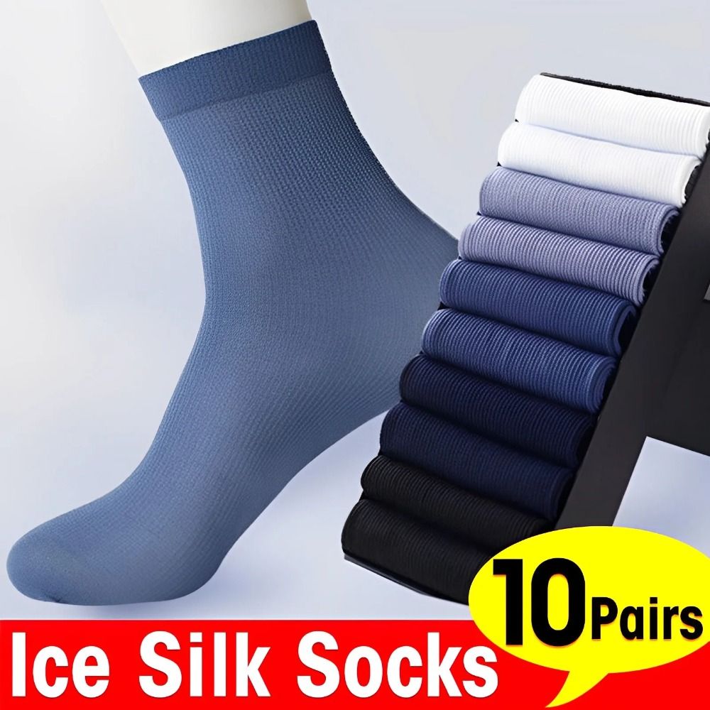 Silk Sock Bamboo - 10 çift moda nefes alabilen erkekler