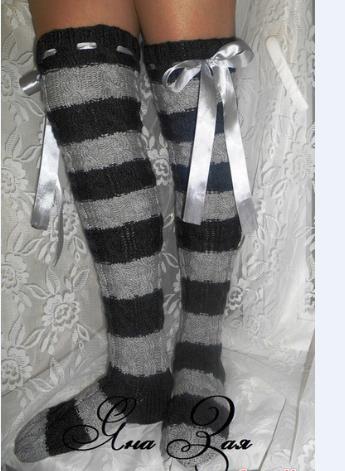 Thigh High Sock Stay Up - Kadınlar İçin Diz Üstü Örgü Çoraplar,