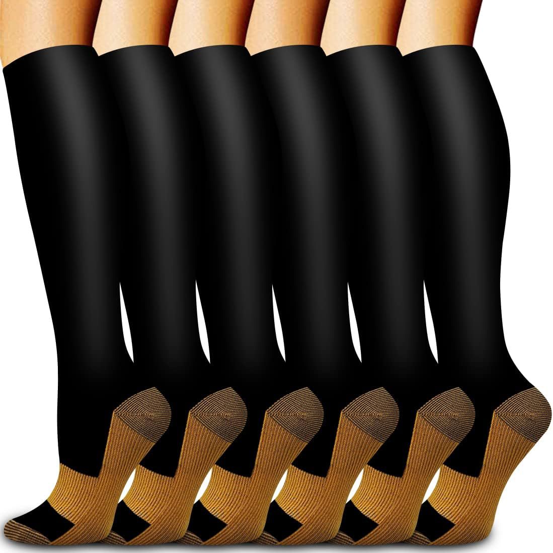 Knee High Sock Women - 6 Çift Düz Renk Bakır Varis