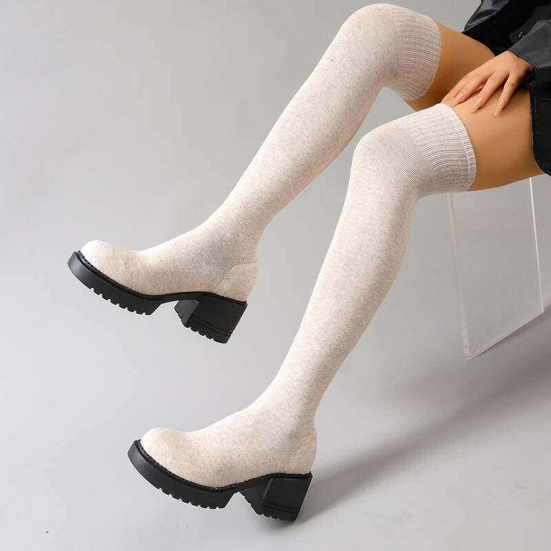 Kalın Tabanlı Diz Üstü Çizmele - Knee High Sock Women incelemesi ve fiyatı